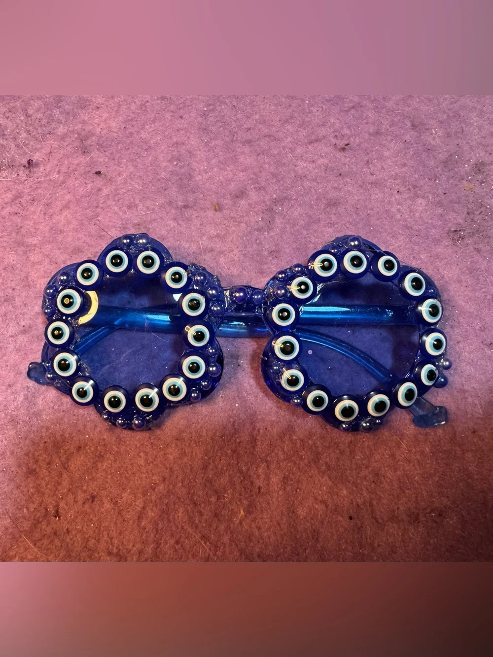 Blue Novelty Evil Eye and flower chapel Sunglasses